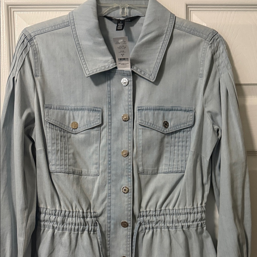 White House Black Market Light Blue Jean Jacket - Picture 3 of 4